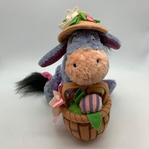 Disney Store Eeyore Easter Basket Flower Winnie & Friends Beanie Small 6" Plush